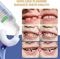 Vista 6 de Pasta de dientes de espuma para niños, 4 paquetes de pasta de dientes de espuma para cepillo de dientes eléctrico en forma de U, pasta de dientes