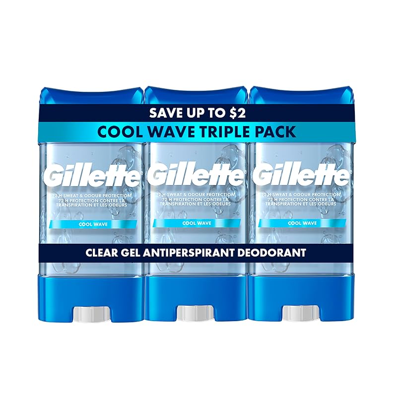 Desodorante antitranspirante em gel transparente Gillette Cool Wave, 108 g, Pacote com 3