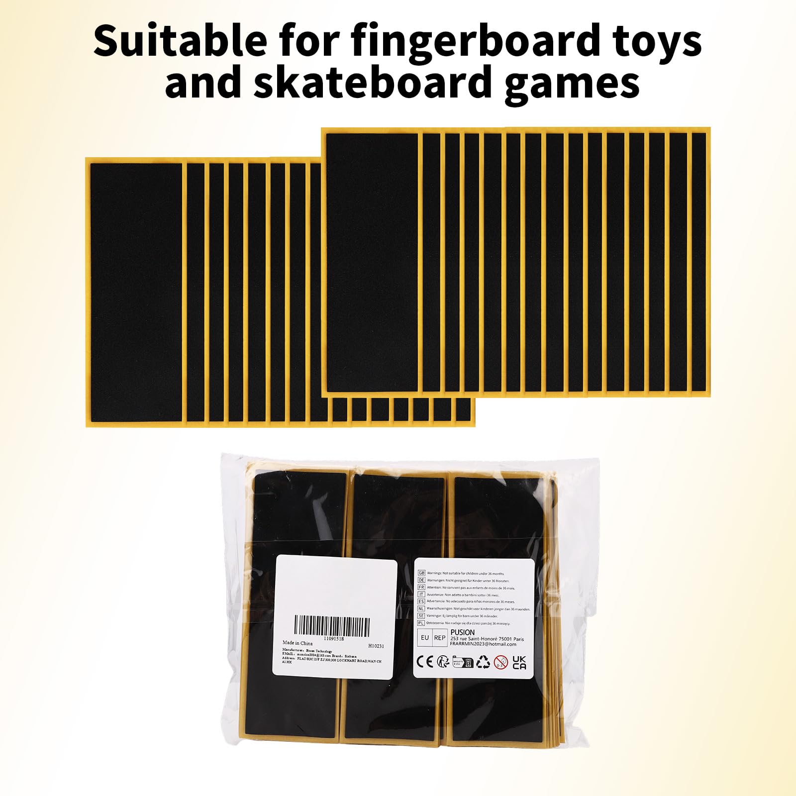 30szt PRO Taśma Chwytna Fingerboard, 110x38mm Piankowe Antypoślizgowe Paski Chwytne do Fingerboard Skateboards Mocne Samoprzylepne Naklejki Taśma Piankowa do Zabawek Palcowych (Czarny)