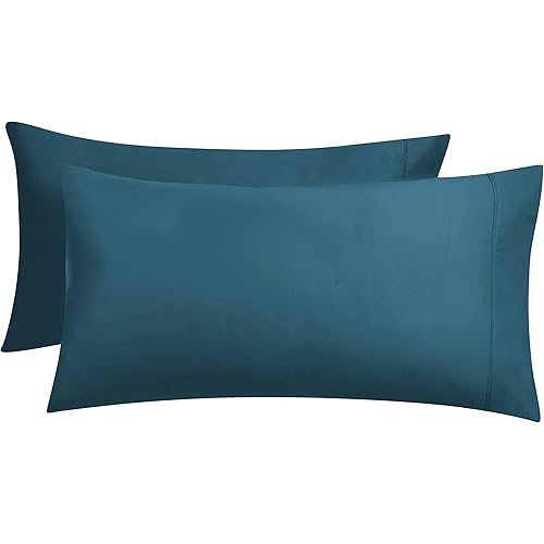 Amazon Basics Lightweight Super Soft Easy Care Microfiber Pillowcases - 2-Pack - King, Dark Teal
