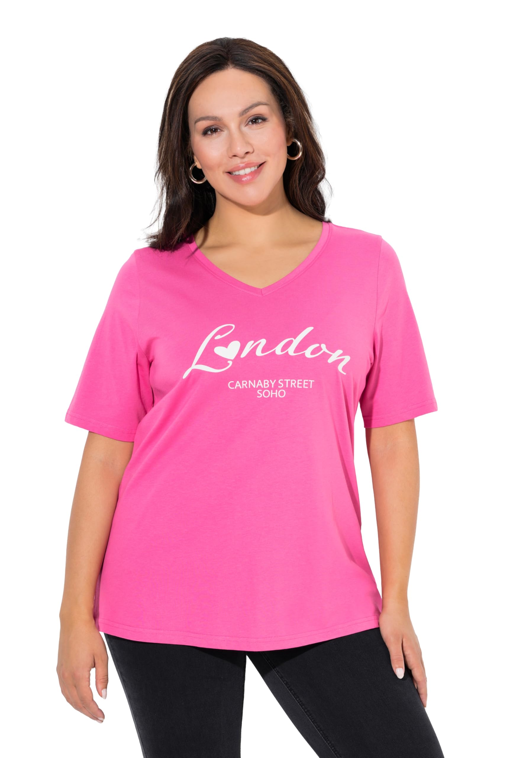 Ulla Popken Womenswear Plus Size Curvy London Graphic Tee Pink 46+ 847248802-46+