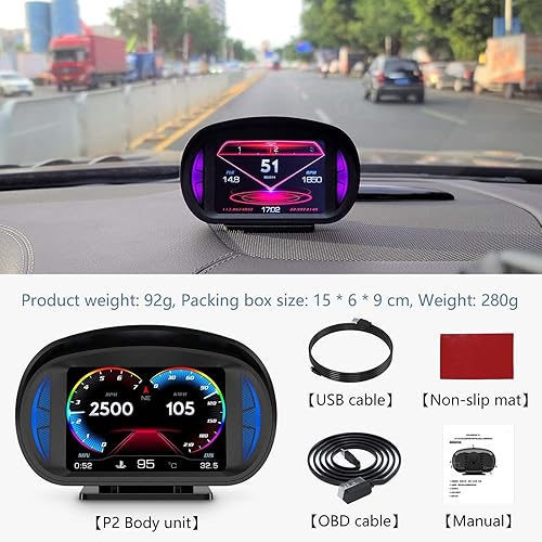 Miniatura 12 de Velocímetro digital OBD2, pantalla universal para coche HUD con velocidad MPH, tacómetro, resolución de problemas, función de advertencia de mejora