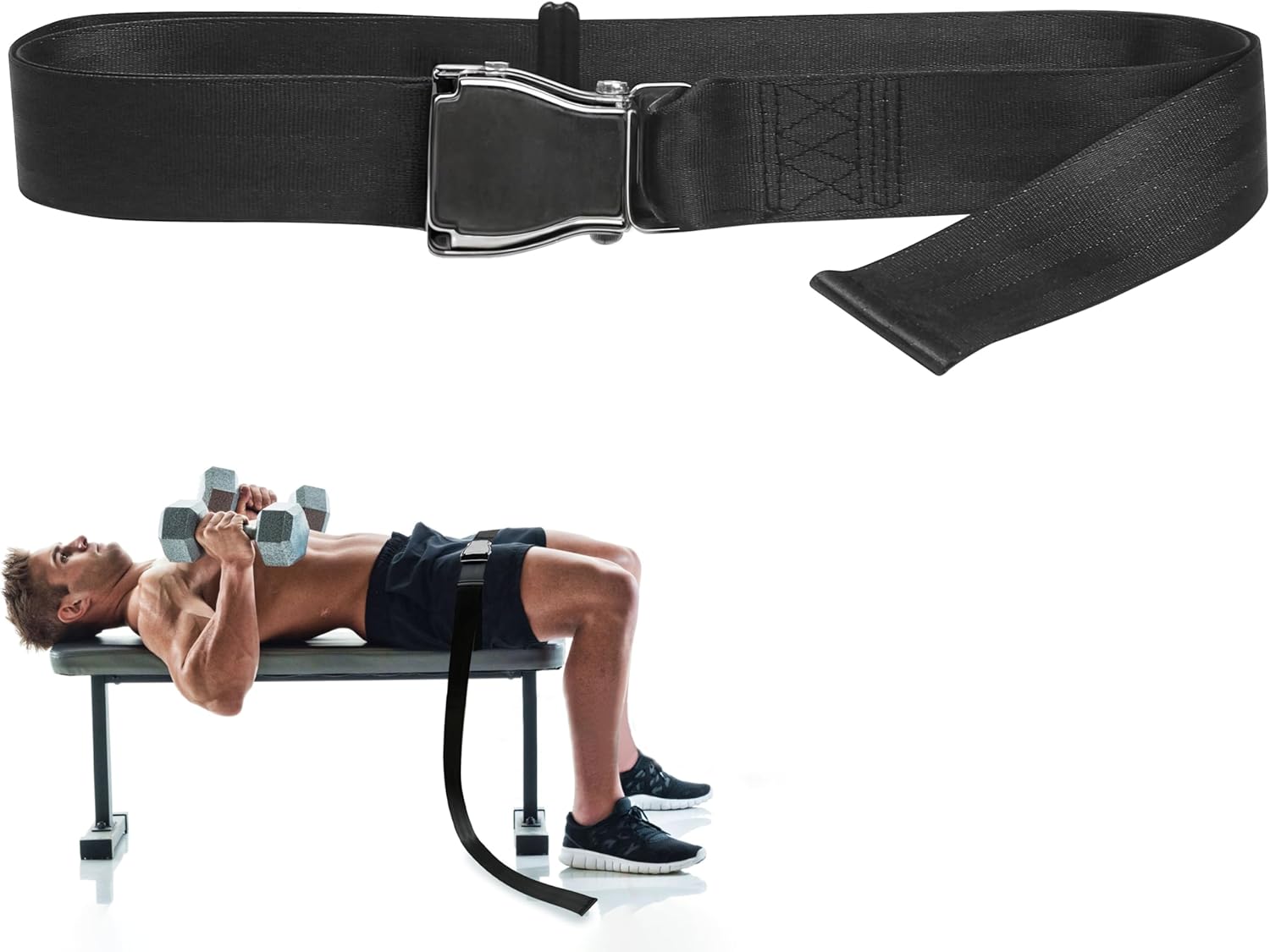 Belt Squat Collar for Nordic Hamstring Curl on Bench, 5.6Ft Long Buckle Strap for Seat Workouts Leg Extension Machines Achieve Stability Comfort Home Exercise Fitness Assisted Muscles Women Men Black