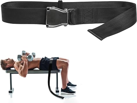 Belt Squat Collar for Nordic Hamstring Curl on Bench, 5.6Ft Long Buckle Strap for Seat Workouts Leg Extension Machines Achieve Stability Comfort Home Exercise Fitness Assisted Muscles Women Men Black