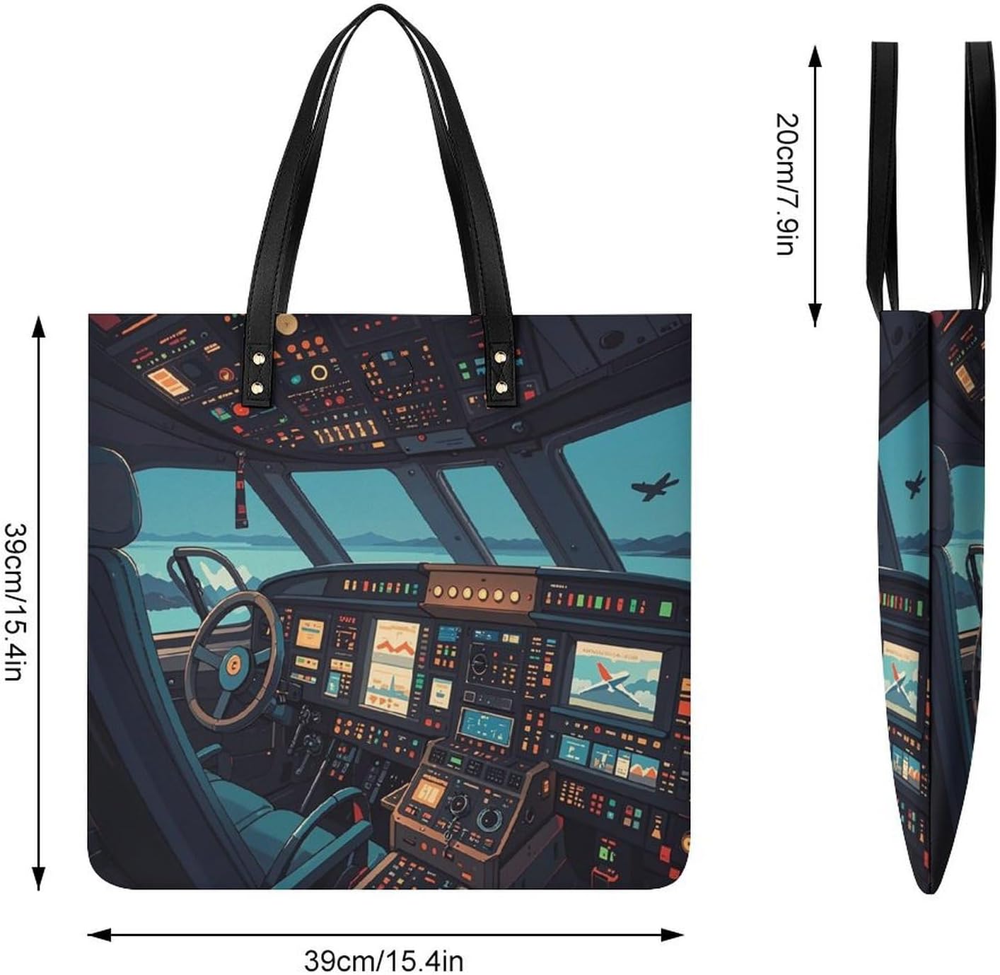 Airplane Tote Bag with Magnetic Buckle Reusable Grocery Bags Lightweight Cross Body Handbag for Daily Essentials