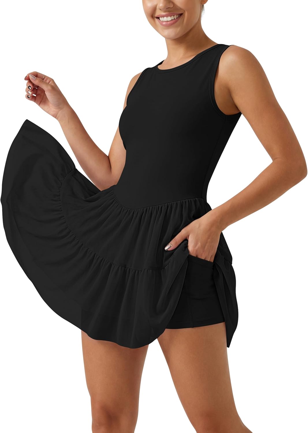 Tennis Dresses for Women Built in Short Sleeveless Stretchy Golf Pickball Athletic Mini Dresses with Pockets 2026