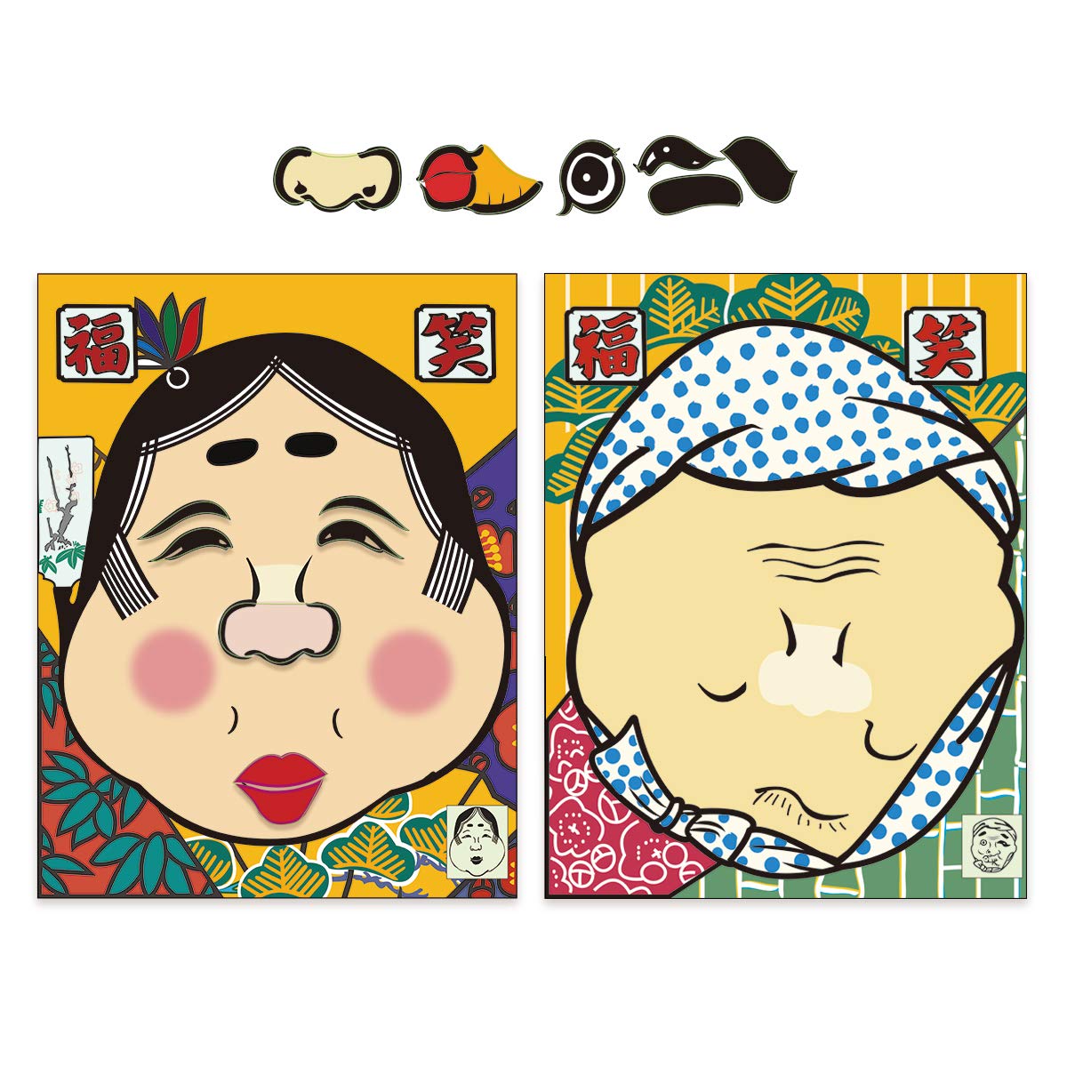 Amazon | CINECE 福笑い お正月遊びセット おかめとひょっとこ柄（2枚