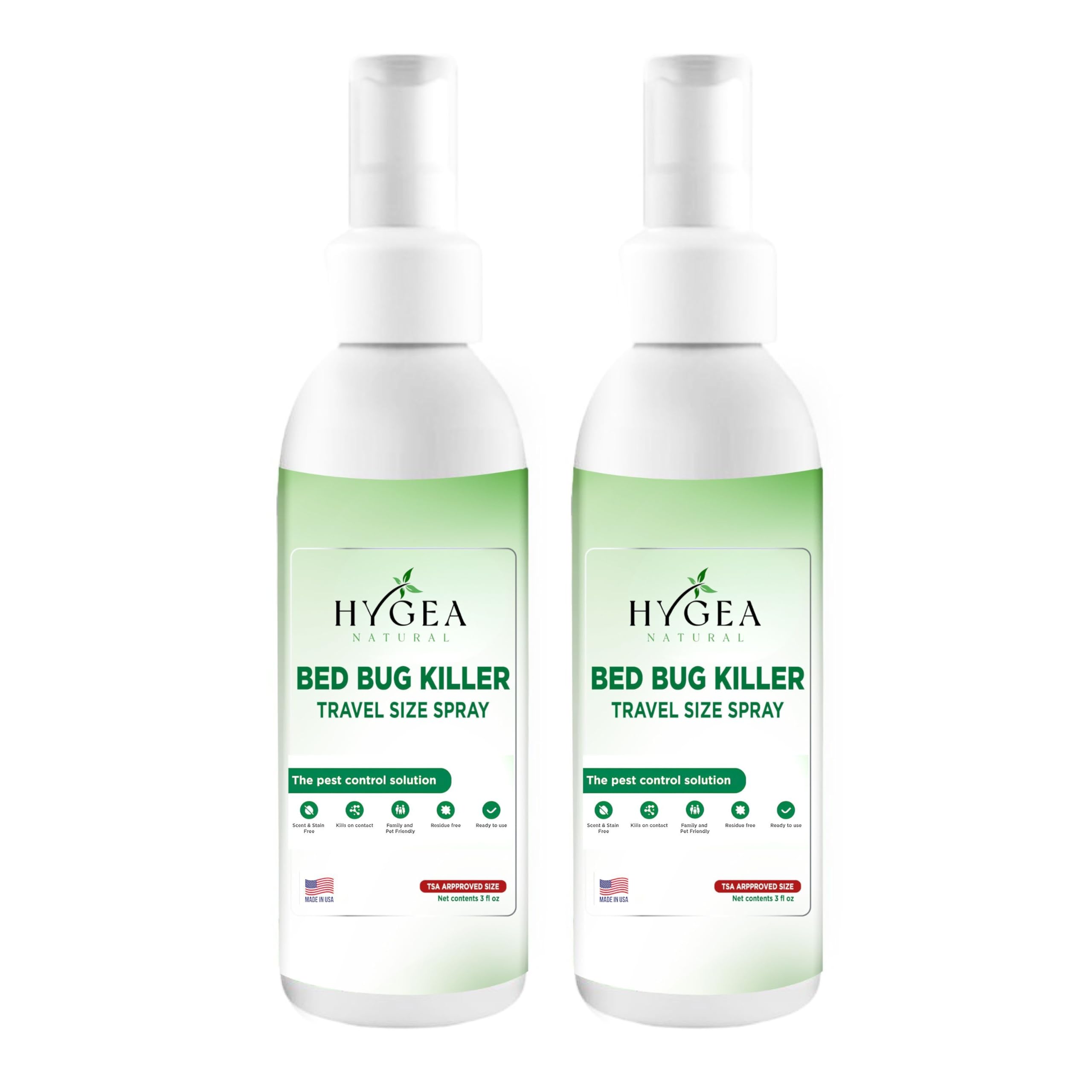 Natural Travel Lice Mite & Bed Bug Spray TSA Approved 3oz Bottles Kids Pet Friendly Stain and Odor Free for Hotel Bed Bug Spray (Pack of 2)