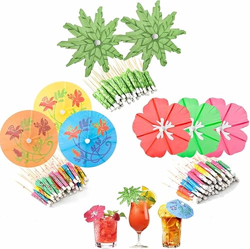 [3 estilos, 150 unidades] OFCOX - Paraguas para bebidas, paraguas de cóctel, paraguas de cóctel, sombrillas de cóctel para bebidas, decoraciones de