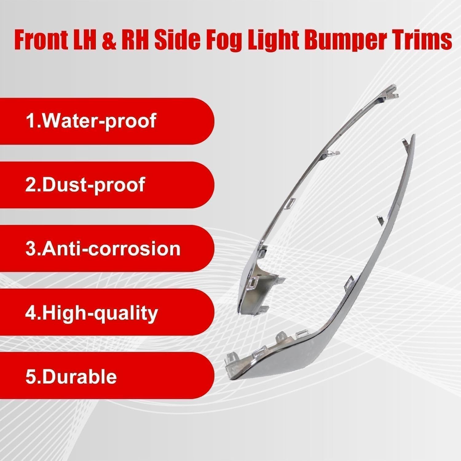 FZJDSD Chrome 2PCS Front Left and Right Fog Light Trims Compatible with Ford Fusion 2019 2020 Replace KS7Z15266AA KS7Z15266AB