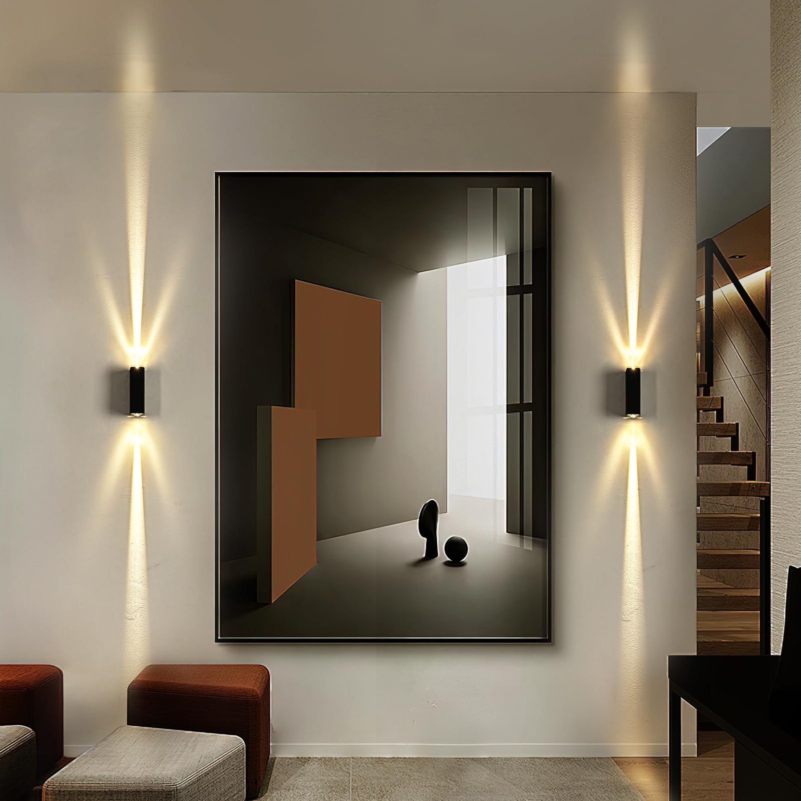 Applique da Parete Esterno LED 6W, Lampada Applique da Parete Interno Moderno IP65 Impermeabile, Applique Muro Bianco Caldo 3000K Luce Up Down Alluminio per Terrazza Corridoio, Nero 2PCS