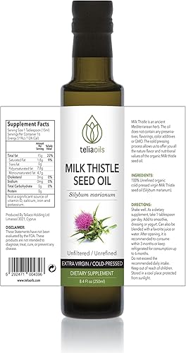 Miniatura 2 de Teliaoils Suplemento de aceite de semilla de cardo mariano (8.4 fl oz)