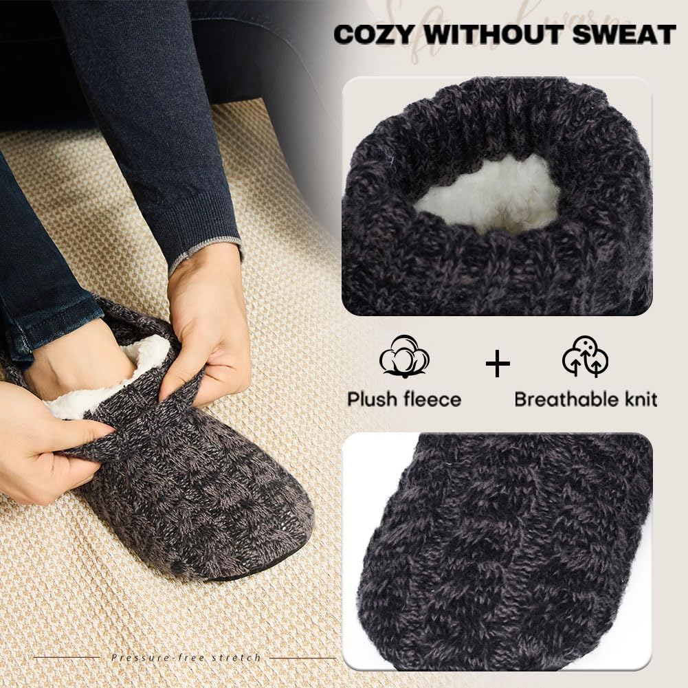 LEMZONE Mens Fuzzy Slipper Socks with Grippers Sherpa Lined House Shoes