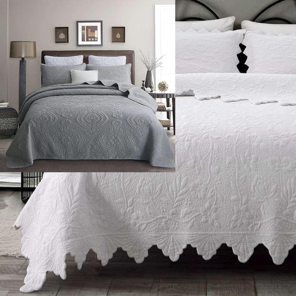 Brandream 6PC Quilt Bedding Set Queen King Size White