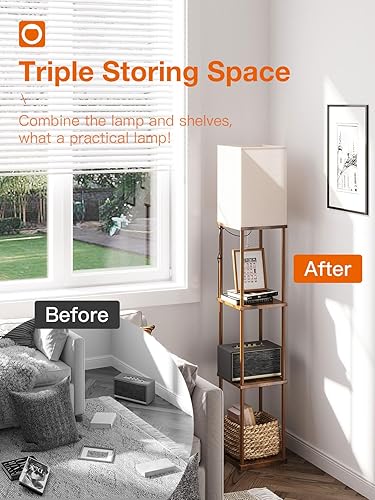 Miniatura 5 de addlon Lámpara de pie con estantes, lámpara de pie moderna de 4 niveles con bombilla LED 3CCT, lámpara de exhibición para sala de estar, dormitorio