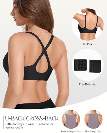 Wireless Seamless Jelly Bra for Women - Deep V Push Up Bras for Womens No Underwire - No Wire Back Support Lift Bralette