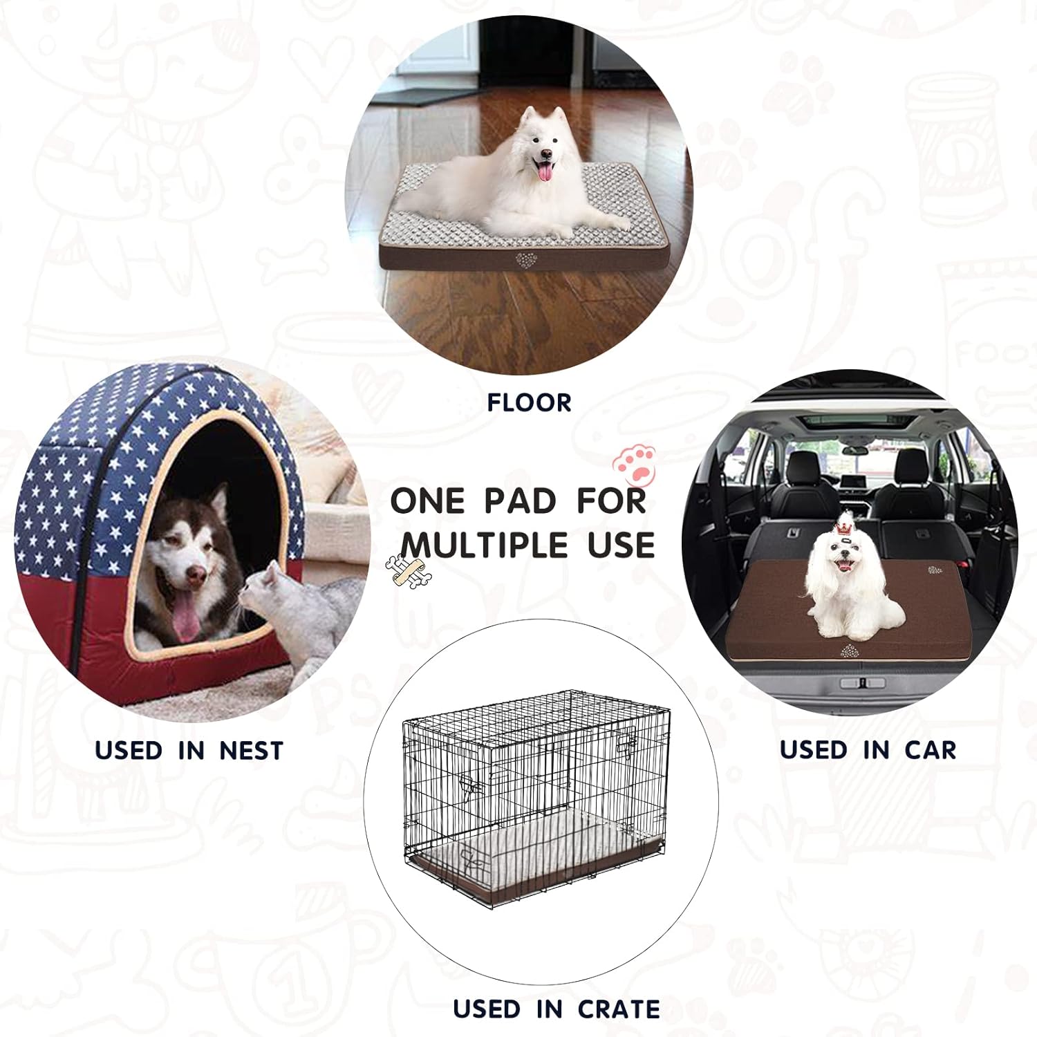 VANKEAN Stylish Reversible Dog Mat (Warm and Cool), Waterproof Inner Lining, Removable Machine Washable Cover, Plush Dog Mattress for Joint Relief Dog Bed for Crate, Coffee : Pet Supplies