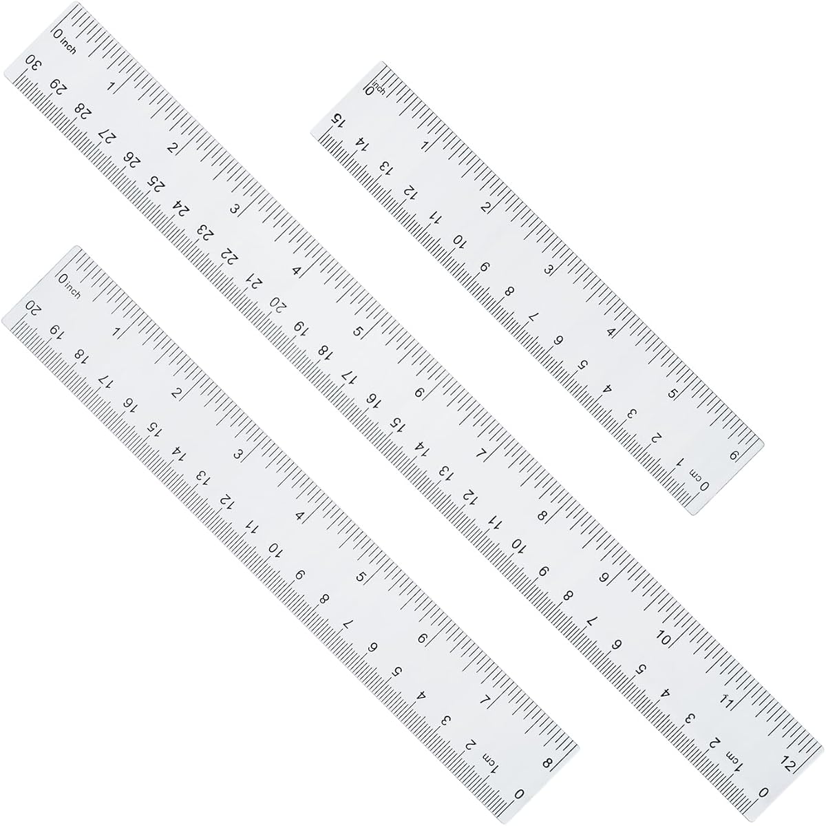 Ruler 12 Inch 8 Inch 6 Inch Rulers,Bulk for Classroom School Supplies for Kids,Clear Ruler,mm Ruler,Ruler Set