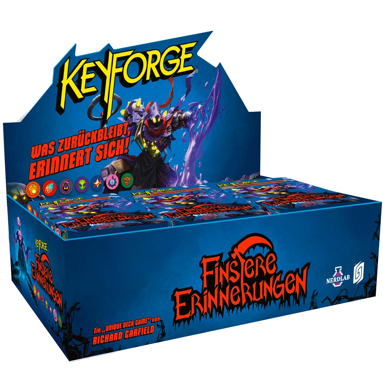 KeyForge: Sombres Souvenirs - Présentoir de 12 Decks Archon, Nouveau Set de Richard Garfield, Fraction Geistoid Fantôme, Jeu de Cartes Fantasy Fantôme Galaxy