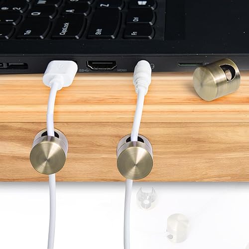 Miniatura 6 de 3 juegos de soportes de cargador para cables, soportes de anclaje de cable ajustables de color cobre antiguo, clips de cable de metal adhesivo,