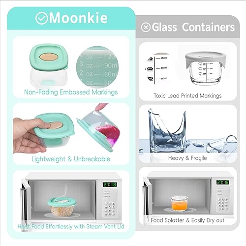 Miniatura 3 de Recipientes de almacenamiento de alimentos para bebés a prueba de fugas, paquete de 12 4 onzas libres de BPA para congelador y microondas con tapas