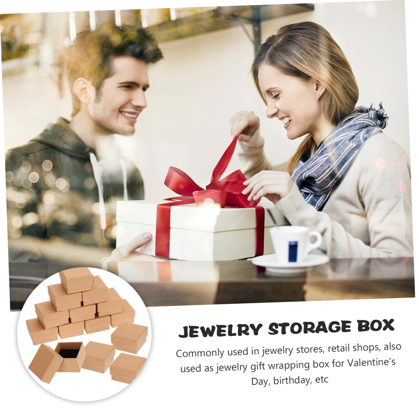 LIOOBO 50 pièces Boîtes à Bijoux Carton Kraft avec Mousse Boîtes de Rangement Compactes pour Bagues Colliers Bracelets Boucles Oreilles Coffrets Cadeaux Pratiques et Résistants