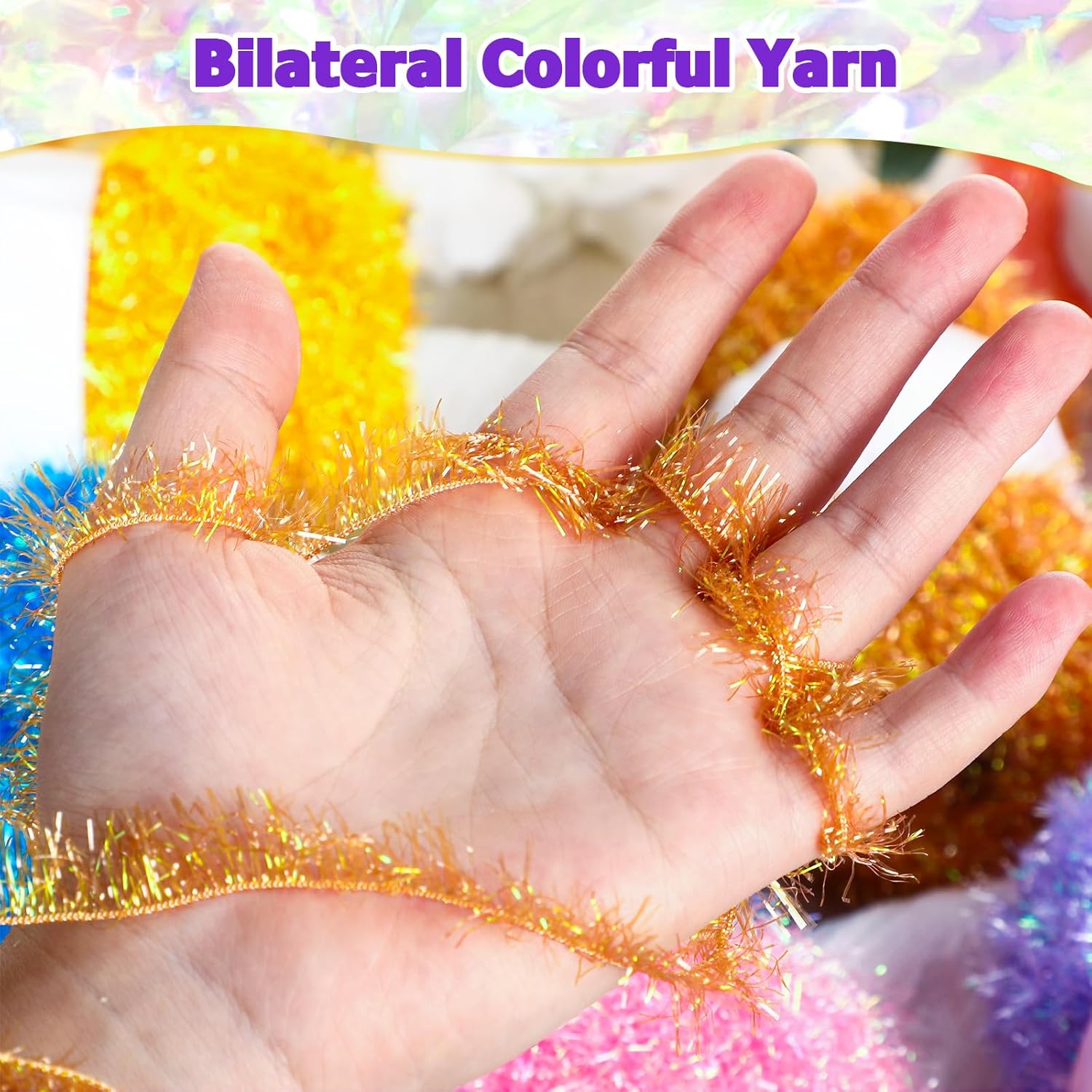 32 Skeins Yarn for Scrubbies 2624 Yard Colorful Sparkly Bilateral Assorted Polyester Rainbow Crochet Soft Crochet Yarn Craft Kit, 82 Yards Each