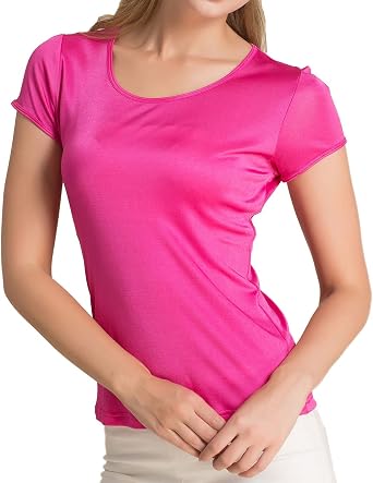 Paradise Silk Pure Silk Knitted Womens Round Neck Short Sleeve Tee