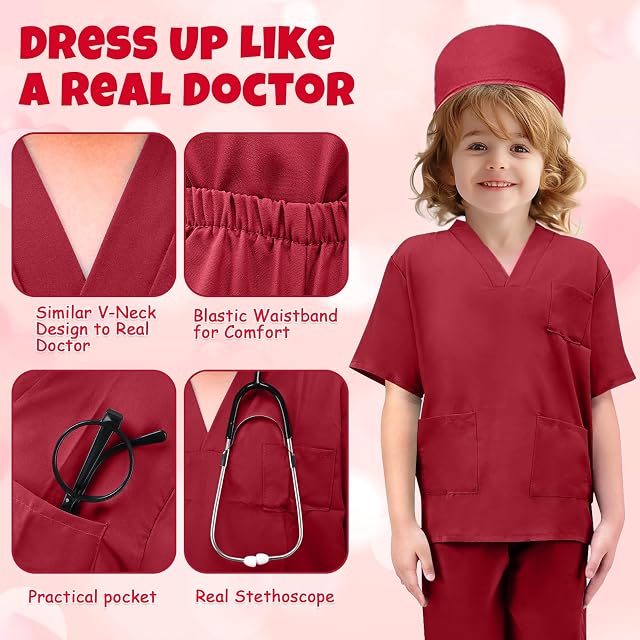 Foto 4 de 7 de TonStyle Disfraz de Medico Niño, 8 Piezas Doctora Juguetes con Estetoscopio Realista Accesorios