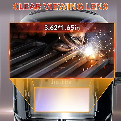 Miniatura 4 de JustHot Casco de soldadura, color verdadero, con batería solar, oscurecimiento automático, capucha de soldadura cómoda, claridad óptica superior con