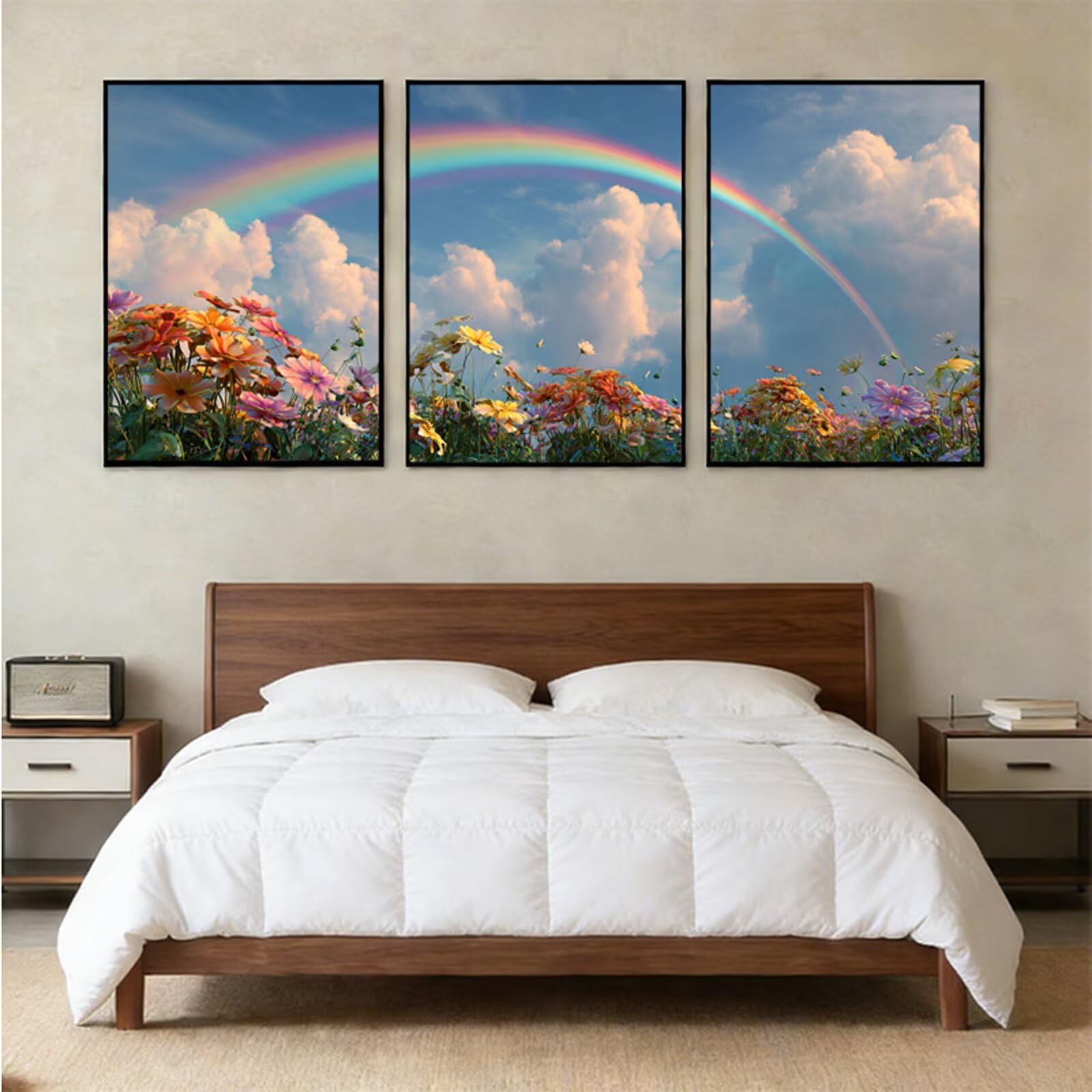 3 sztuki Rainbow Diamond Painting Full Kit Drill, DIY Zestawy do malowania kwiatami Diament Kwadratowy haft krzyżykowy Haft krzyżykowy Rzemiosło, Kobiety Hobby Prezent, Home Wall Decor 45 x 60 cm 2S