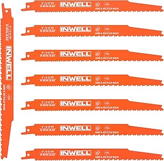 Reciprocating Saw Blades, 9 Inch 6/12TPI Saw Blades for Wood, PVC & Nail Cutting, Pack of 8
