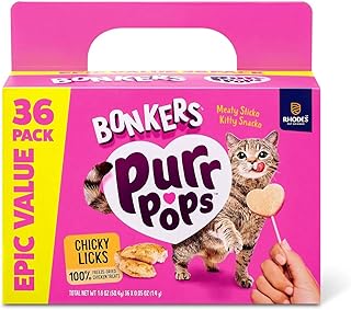 Bonkers Purrpops Freeze Dried Chicken Cat Treats, 36 Count
