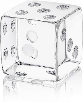 QFkris 2.2" Glass Dice Paperweight Glass Art Dice Figurine Paper Weights for Desk