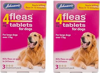 Leeway JOHNSONS 4FLEAS TABLETS FOR LARGE DOGS OVER 11KG – 3 TAB PACK - FLEA (2 PACKS)