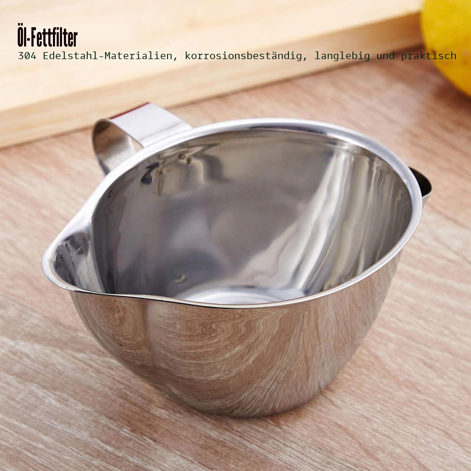 Öl-Fettabscheider Schüssel Öl Fettfilter 304 Edelstahl Fettabscheider Kanne ölabscheider Suppe Sieb Soße Schüssel mit Griff Soßenabscheider Fetttrennkanne Ölfiltersieb Mehrzweck Fettölfiltersieb