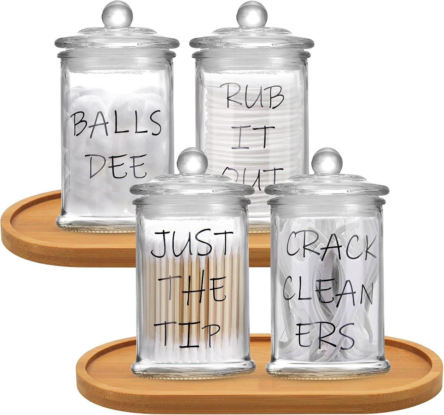 6PCS Glass Qtip Holder Bathroom Set 4 Pack 10 oz Damp