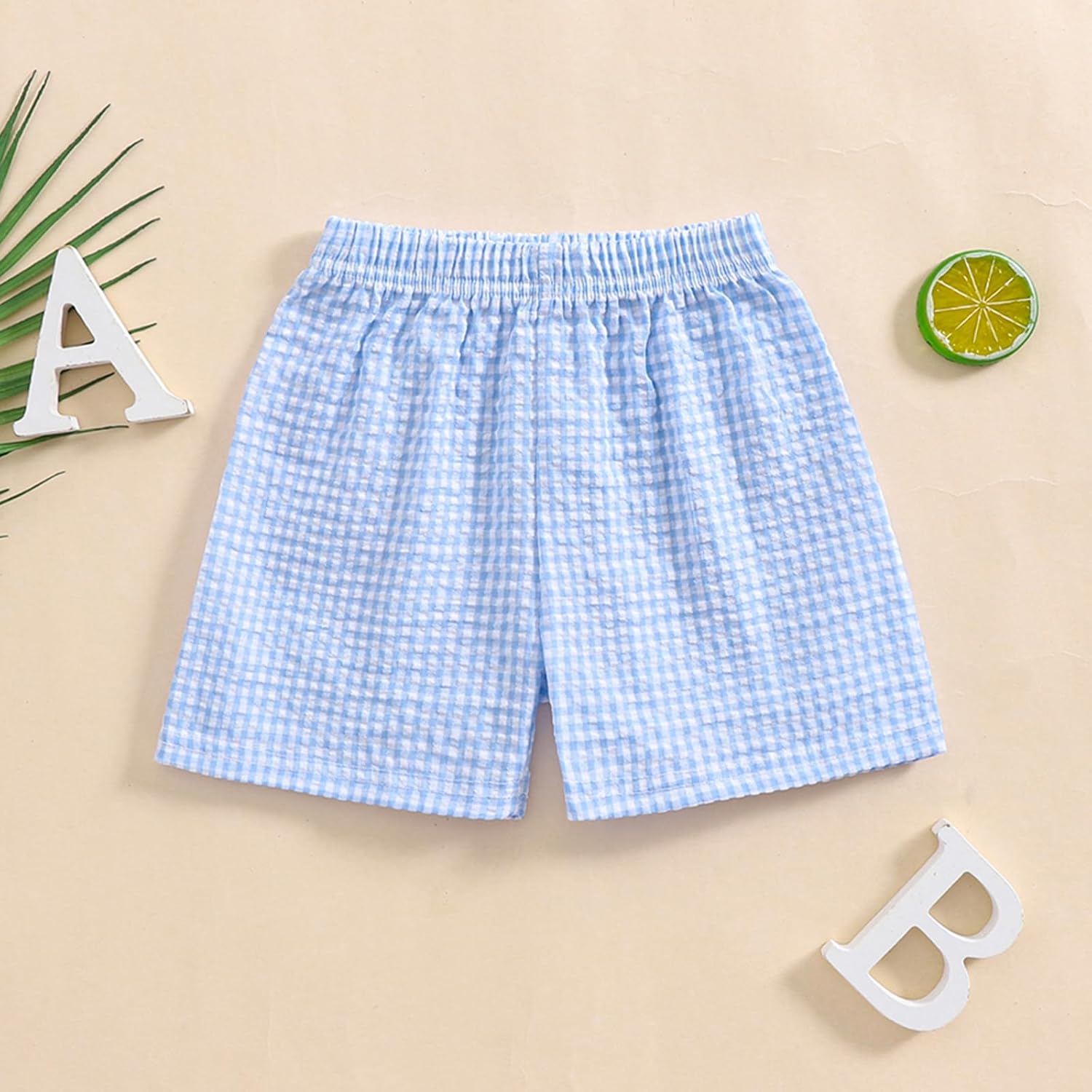 Karuedoo Toddler Baby Boy Girl Shorts Gingham Plaid/Seersucker Shorts Summer Casual Elastic Waist Shorts Pants Bottoms - Image 3