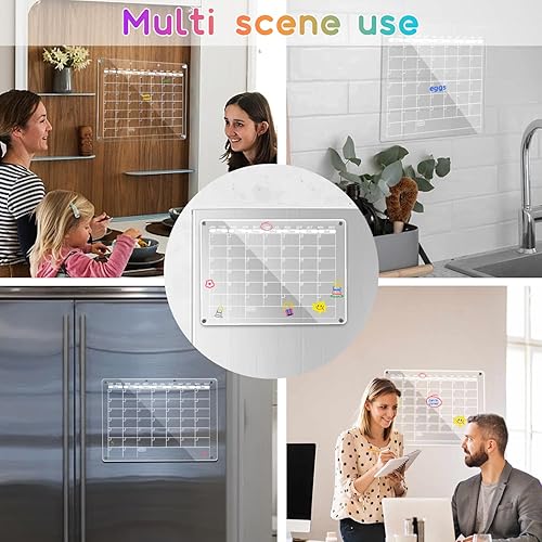 Miniatura 7 de Calendario magnético acrílico para refrigerador, calendario de pizarra de borrado en seco para refrigerador, planificador de pizarra blanca