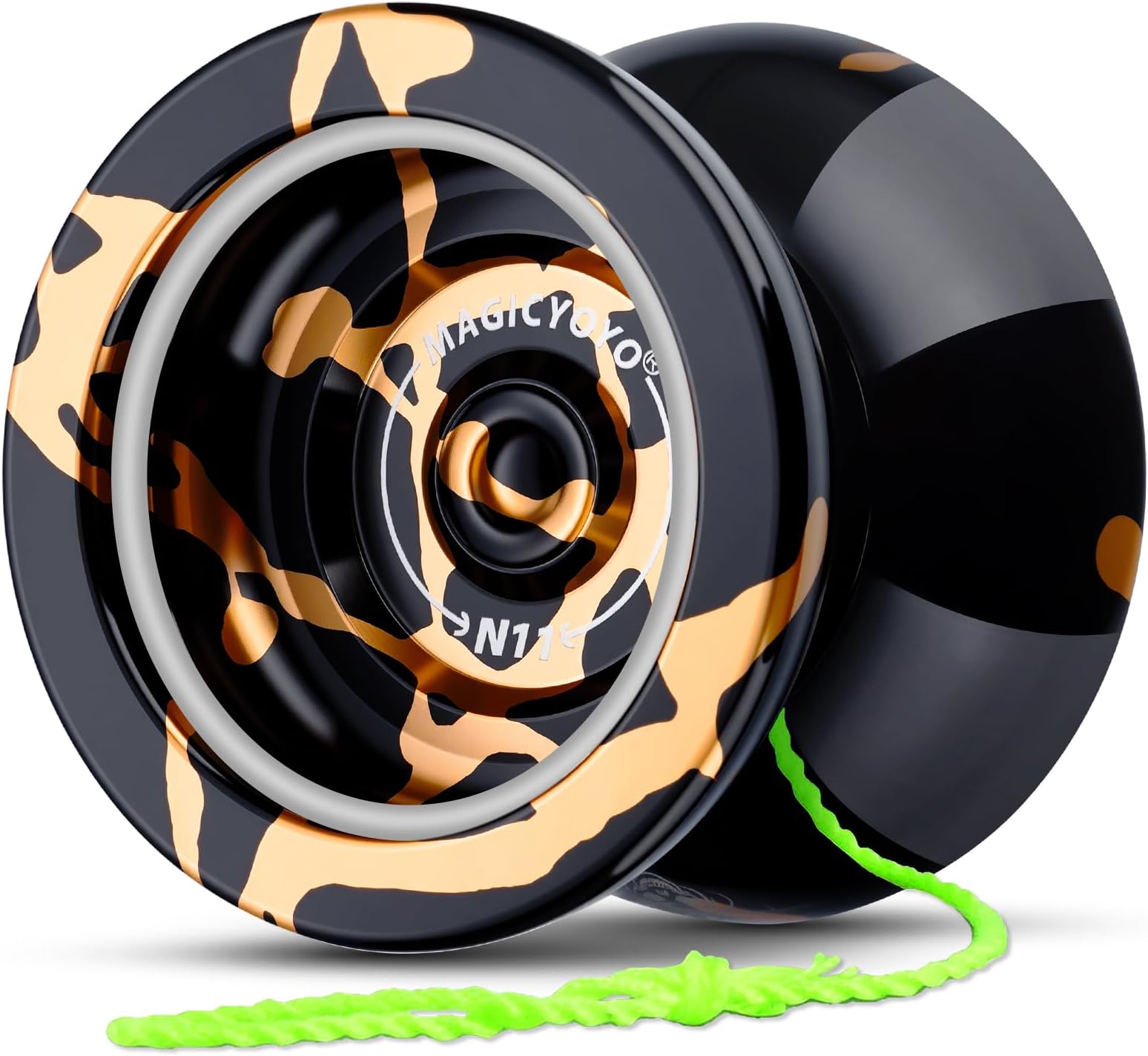 MAGICYOYO N11 Alloy Aluminum Professional YoYo Ball (Black Golden) 5 Strings