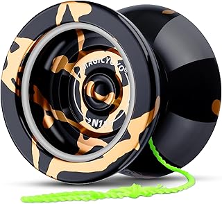 MAGICYOYO N11 Metal Professional Yoyo for Adults, Dual Purpose Unresponsive Yo yo for Stringk Trick, Responsive Yoyo for Kids 8-12 with 12 Yo-yo Strings, Responsive Bearing Kit (Black Golden)