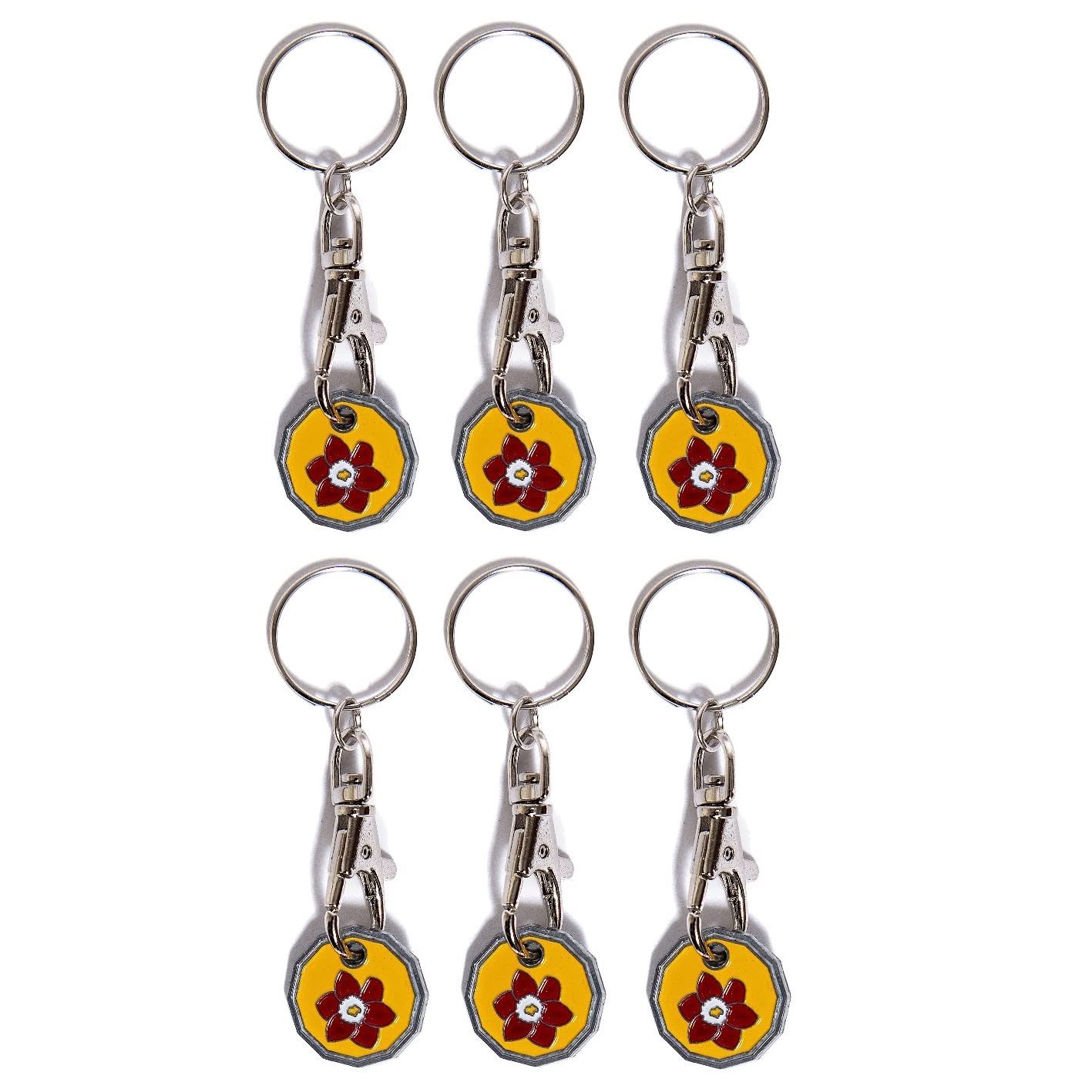 Buy Pack of 6 x Shopping Trolley Token UK Keyring £1 Coin Shape Pound Tokens Key Ring for