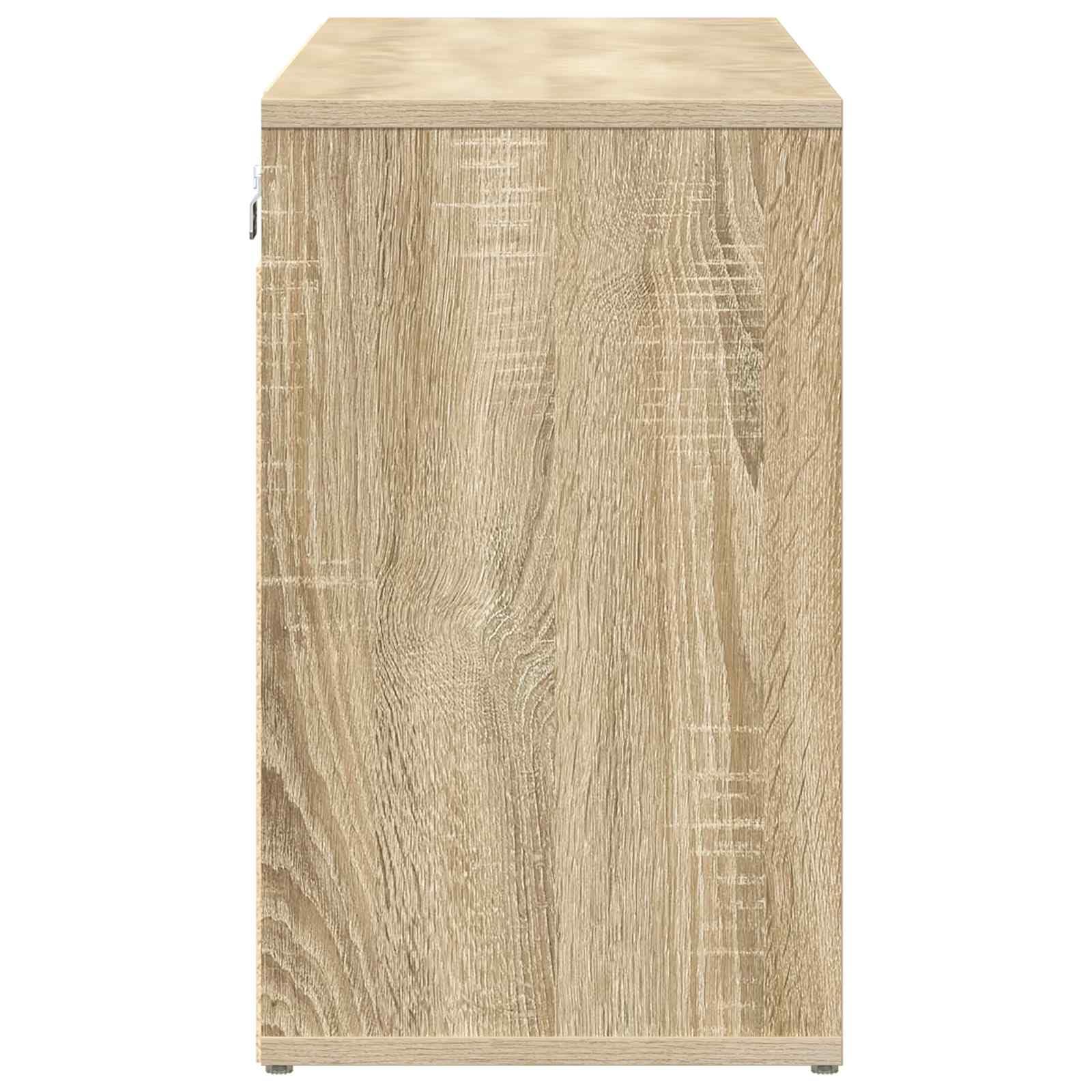 Szafka na buty z materiału drewnopochodnego dąb Sonoma 103 x 30 x 51 cm z przegródkami i drzwiami, zajmujący niewiele miejsca regał do przechowywania butów do korytarza, przedpokoju