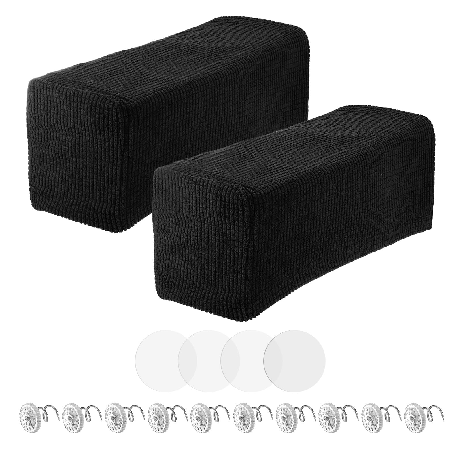 uxcell 2pcs Couch Arm Covers, Armchair Sofa Arm Covers with Twist Pin, Anti-Slip Furniture Protector Slipcovers for Chairs/Sofas, Black