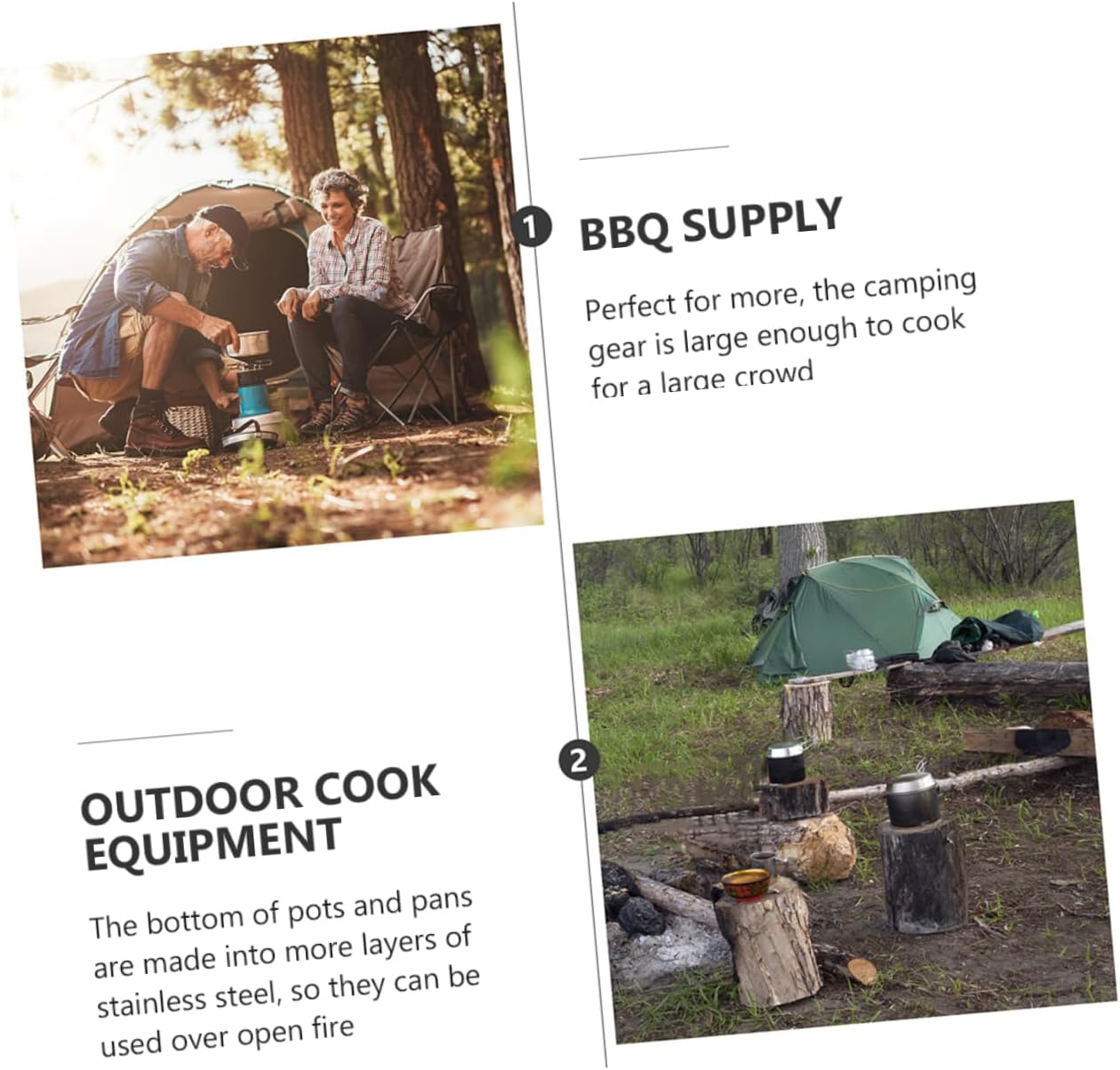 Portable Camping Cookware Stainless Steel BBQ Pot Lodge Dutch Oven Camping Grill Outdoor Cooking Kit