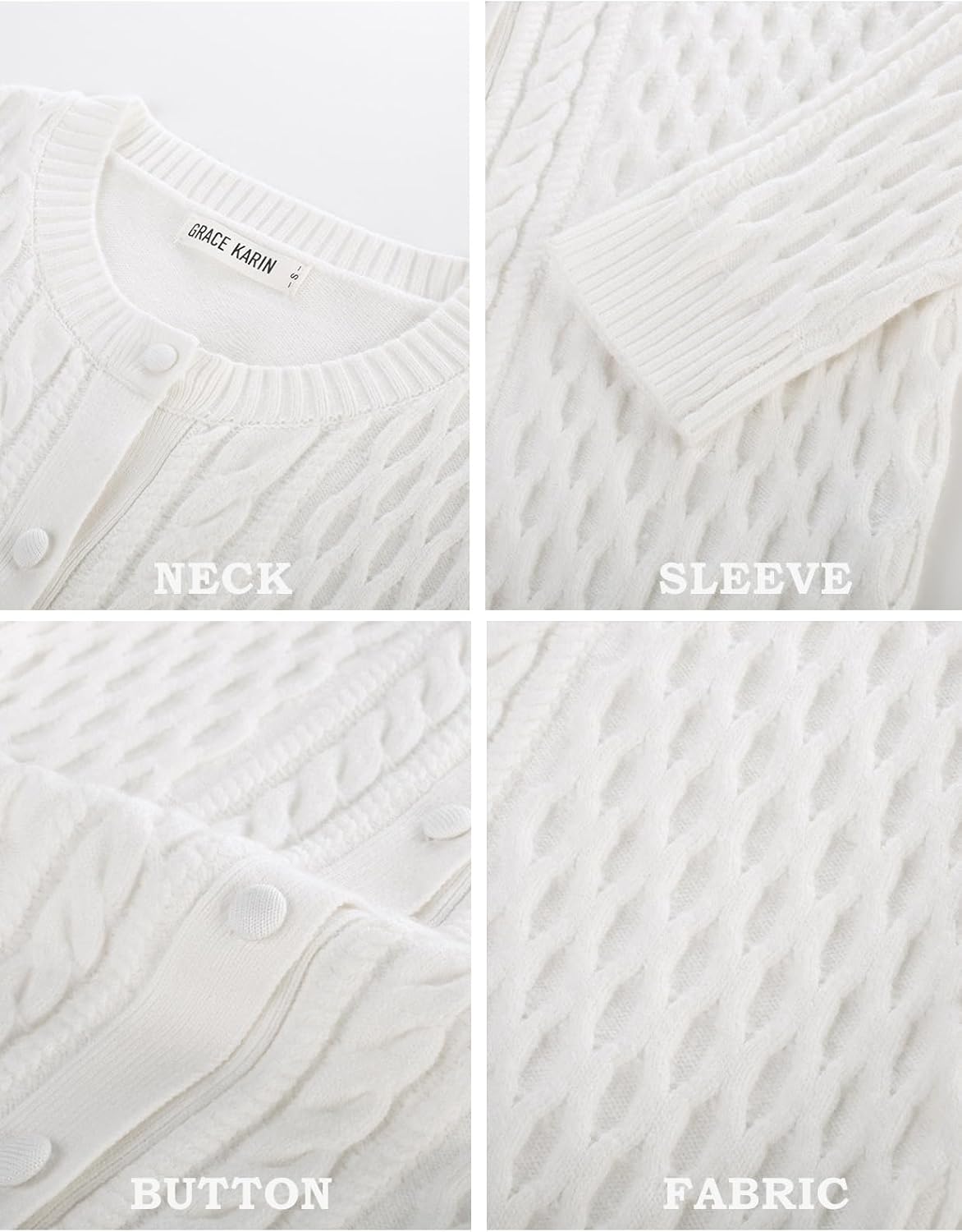 GRACE KARIN Womens Cable Knit Cardigan Sweaters, Button Down Cardigans 2026 Spring, Casual Long Sleeve Tops - Image 4