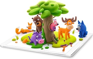 Hey Clay Forest Animals Air Dry Clay Kit with Interactive App - Modeling Clay Set for Kids, Create Wolf Fox Bear Deer Squirrel Hog