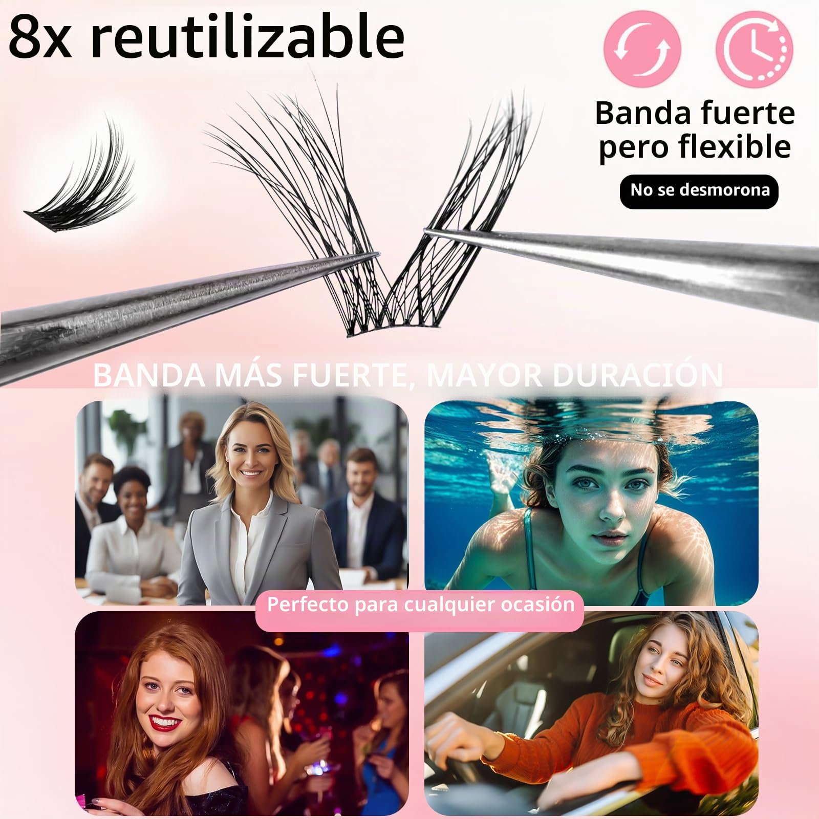 144 Pcs Kit de Extensiones de Pestañas, Reutilizables, Mezcla de Longitudes 8-16mm, Kit Completo con Adhesivo y Sellador 2 en 1, Removedor, Pinzas, Cepillo, DIY en Casa, para Principiantes