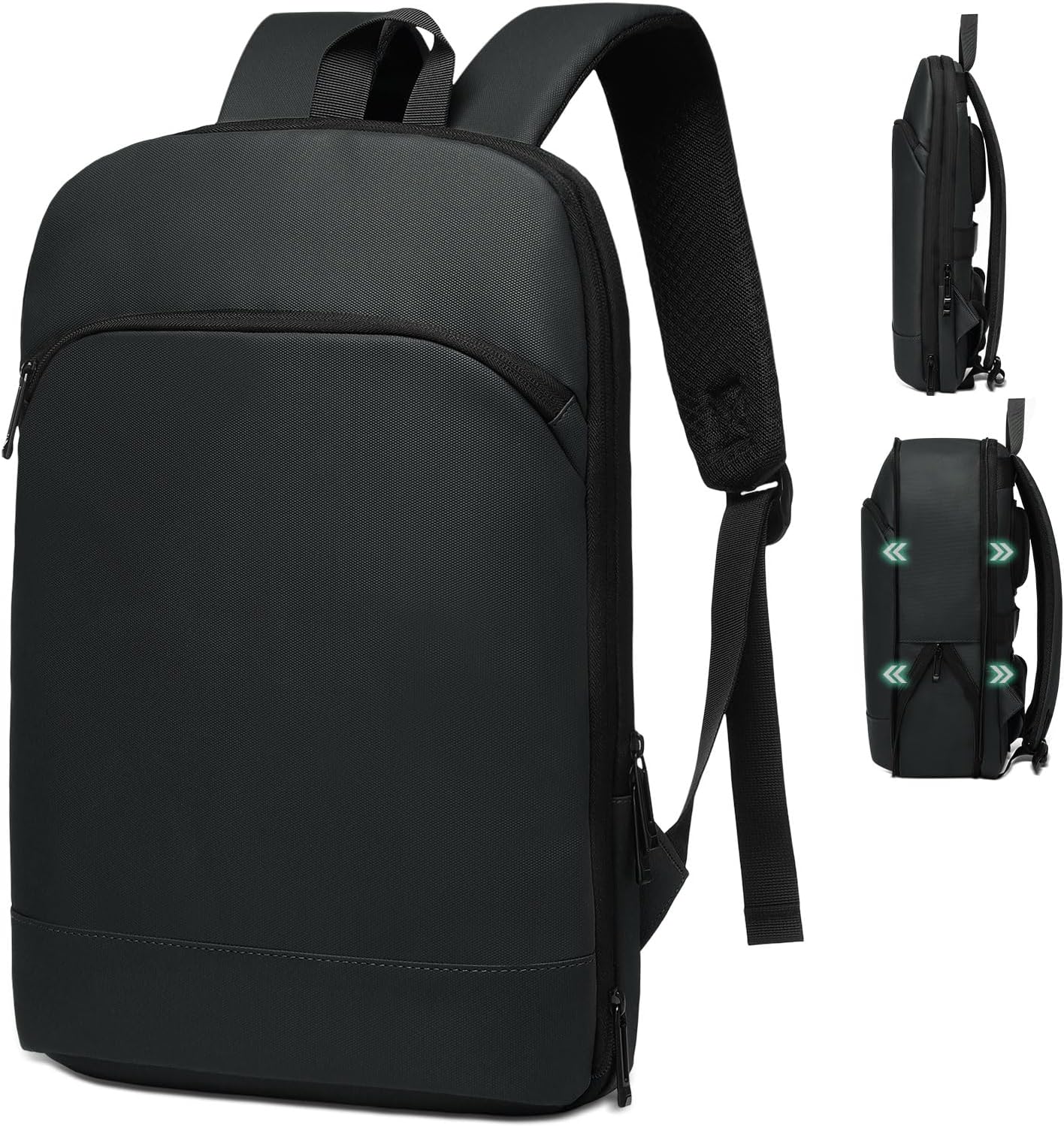 Slim Laptop Backpack for Men, Expandable Business Backpack with 16" Laptop Compartment - TSA 15L-25L Capacity Lightweight for Work Office, Black