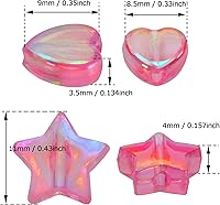 Vista 5 de Tupalizy 100 cuentas de acrílico de 0.354 in con forma de corazón y cuentas de estrella de 0.394 pulgadas para hacer joyas, pulseras, collares